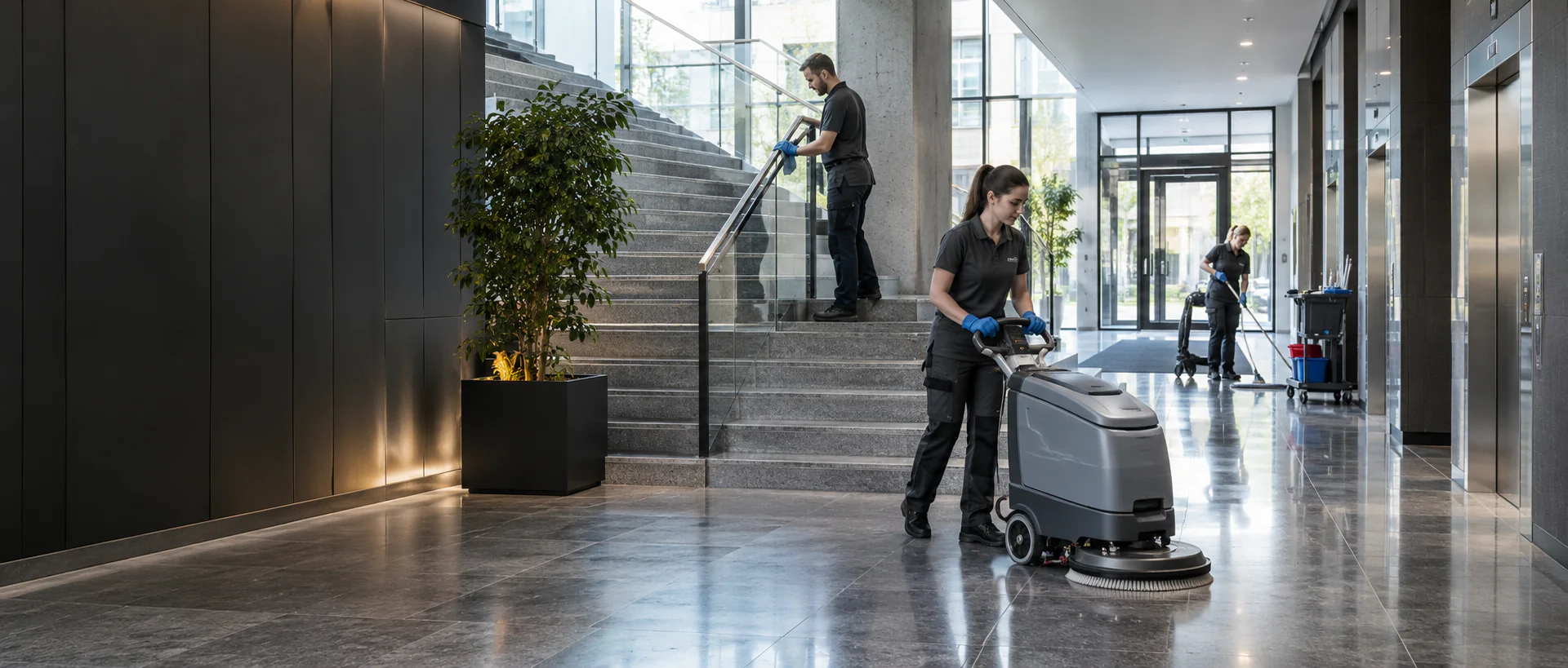 Grundreinigung von Gemeinschaftsflächen in einem verwalteten Berliner Objekt