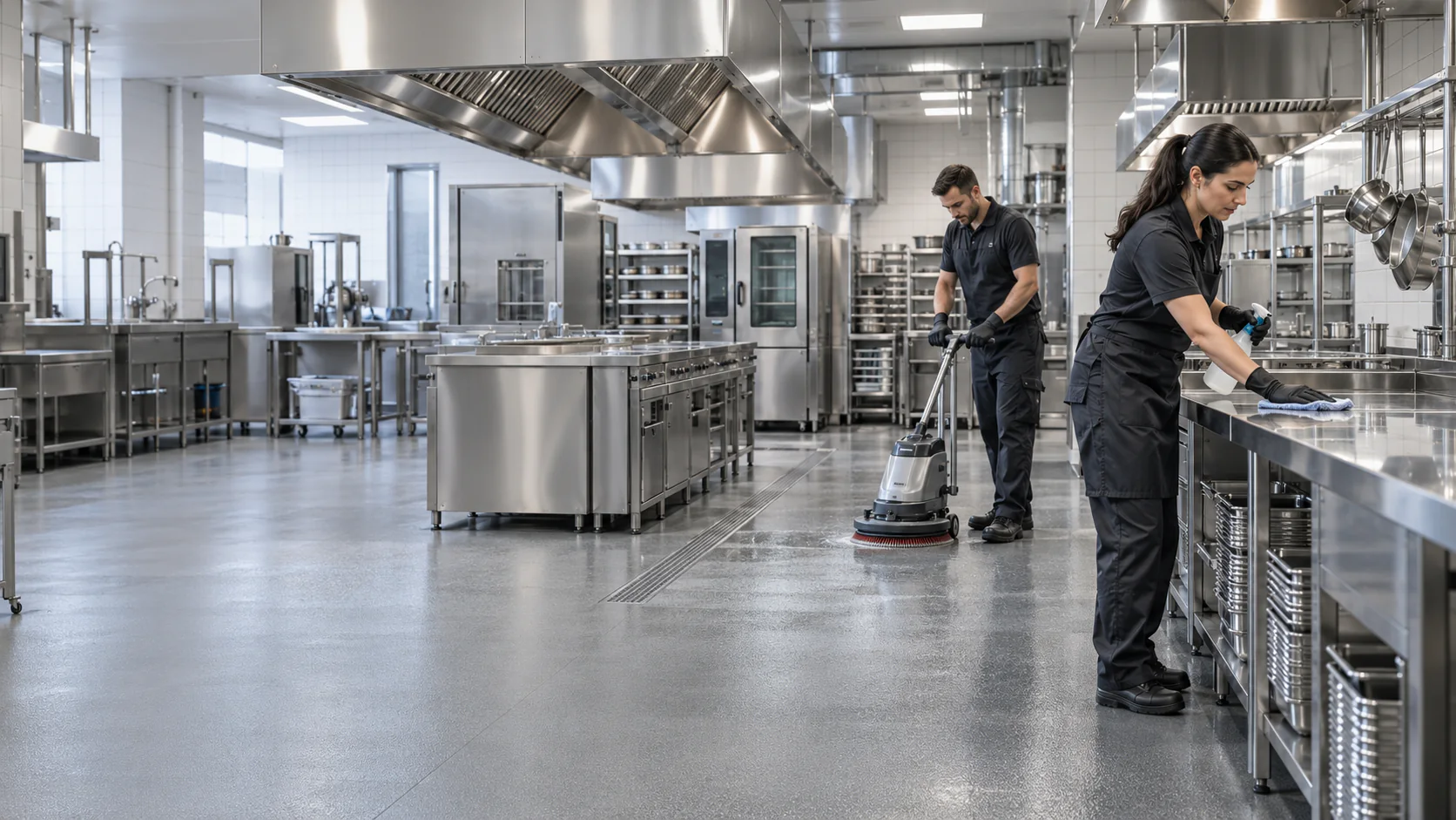 Professionelle Grundreinigung in einer gewerblichen Berliner Großküche