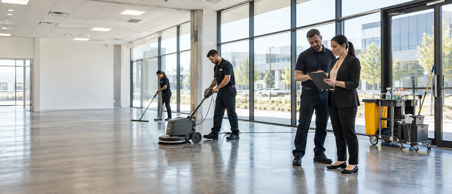 Professionelle Grundreinigung einer leerstehenden Berliner Gewerbeeinheit vor der Übergabe