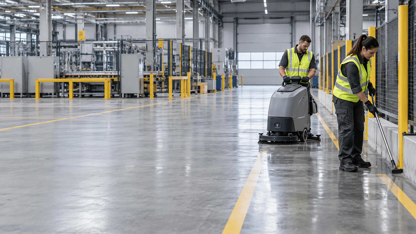 Professionelle Grundreinigung einer Berliner Produktionsfläche im abgestimmten Stillstand